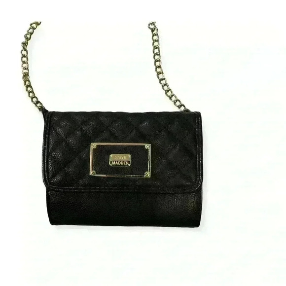 Steve Madden Black Mini Purse Chain And Faux Leather Strap Animal Print  Inside - Picture 3 of 5